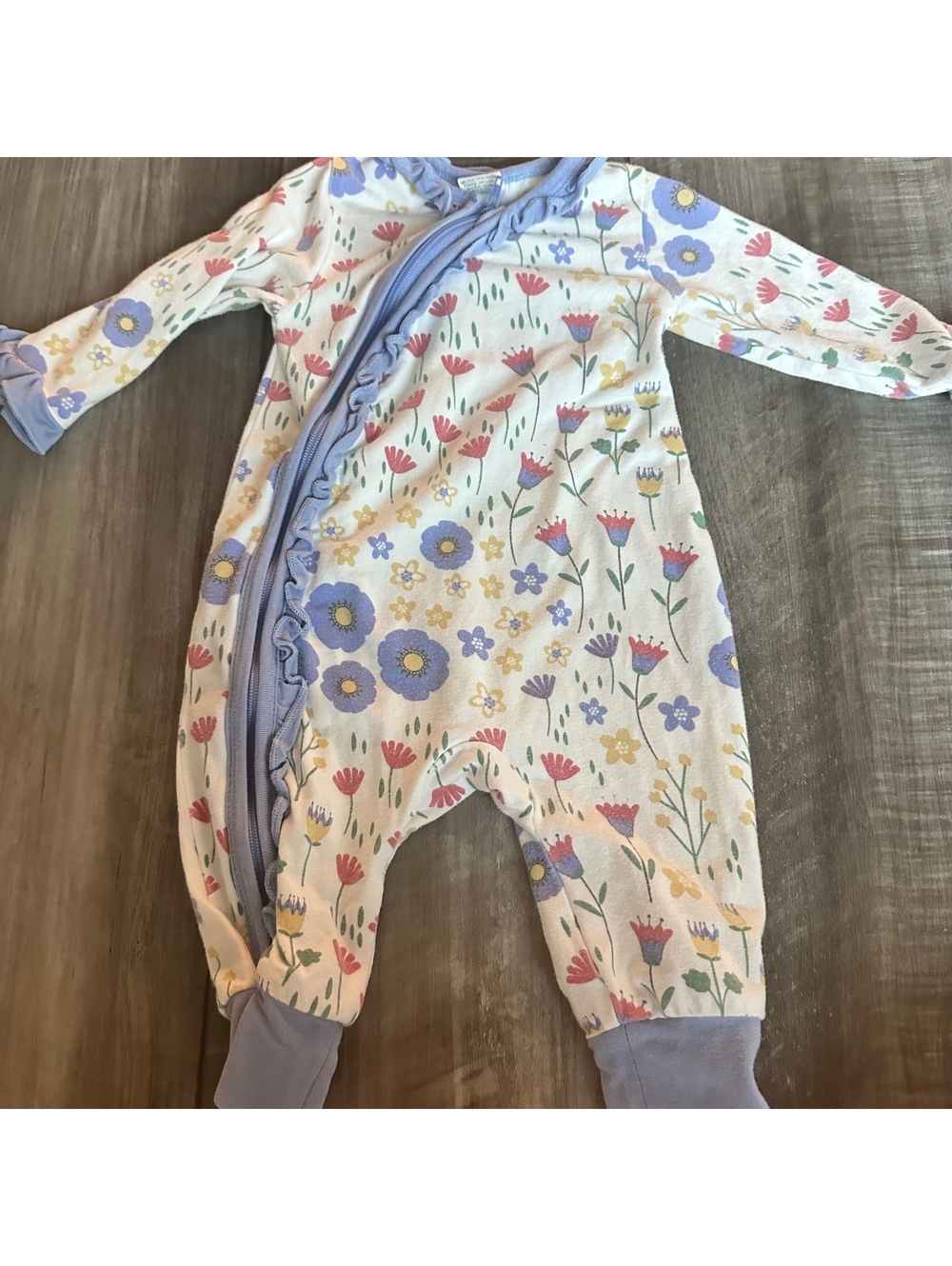Tesa Babe Floral Zip Sleeper Infant Bodysuit Boho Garden Multicolor 0-3m